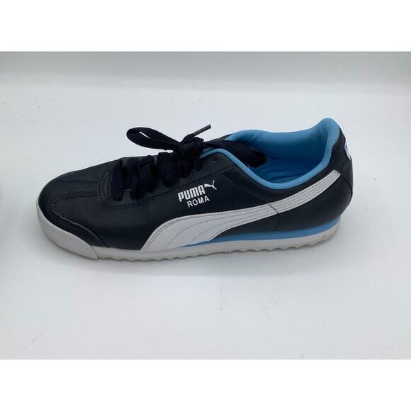 PUMA Roma Mens Shoes Size 10 Navy Blue With Light Blue Trim EUC - Picture 7 of 8